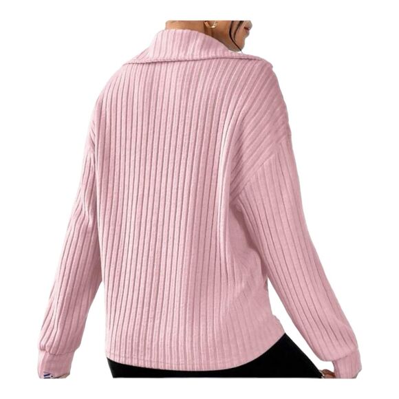 Pale Pink Sweater Women's Large Dusty Rose Velvety‎ Long Sleeve Romantic Winter - Picture 3 of 14